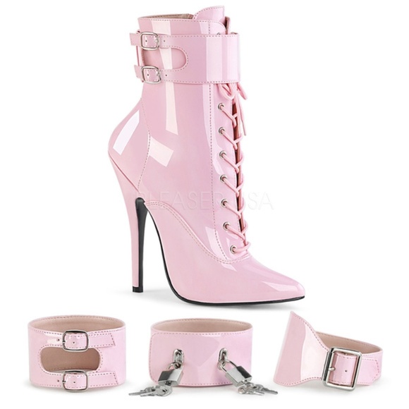pink patent ankle boots